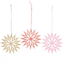 daiktų Mediniai snaigės formos eglutės papuošalai, oranžiniai, 10 cm, 12 dalių, kalėdinė dekoracija