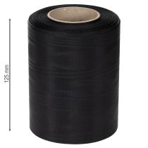 daiktų Juoda gedulo juostelė vainikui 125 mm 25 m - Elegantiška gedulo juostelė floristikai ir dekoravimui, acetato juostelė