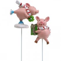 daiktų Deco pig Kalėdų laimės kiaulytės gėlių kamštis 4vnt