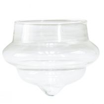 Plaukiojantis arbatinės žvakidės laikiklis pagamintas iš skaidraus stiklo Ø7,5cm H6cm