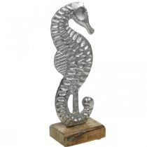 Jūrų arkliukas į vietą, jūros dekoracija iš metalo, jūrinė skulptūra sidabras, natūralios spalvos H22cm