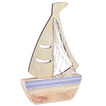 daiktų Burlaivių apdailos stovas medis natūraliai šviesiai mėlynas 25,5×16,5cm 3 vnt