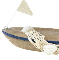 daiktų Dekoratyvinė laivo medinė burinė valtis vintage su kriauklėmis H22cm 2vnt