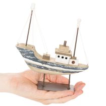 daiktų Laivo dekoracija, jūrinio stiliaus, medinė su stovu, 20 cm