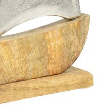 daiktų Burlaivio apdaila natūralaus sidabro mango mediena 25,5x4x28,5cm