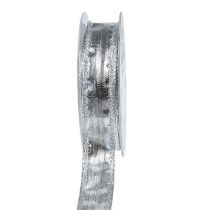daiktų Deko juostelė sidabrinė su vielos kraštu 25mm 25m