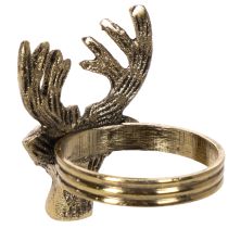 daiktų Metaliniai servetėlių žiedai su elnio galva, aukso spalvos, 6 cm, 4 vnt.