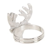 daiktų Servetėlių žiedai, sidabriniai, elnio formos, metaliniai servetėlių laikikliai, Ø4cm, 4 vnt.