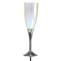 Naujųjų metų išvakarių dekoravimas šampano stiklo kištukas sidabrinis 7,5cm L27cm 12vnt