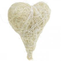 Sizalio širdelės, Valentino diena, Motinos diena, balintos dekoratyvinės širdelės, kreminės baltos H7,5–9cm 16 vnt.