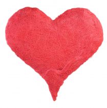 daiktų Širdelės puošmena su sizalio pluoštais rožinės spalvos sizalio širdyje 40x40cm