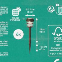 daiktų Saulės energija varomi sodo šviestuvai su įžemintu smaigaliu, lauko šviestuvai sodo takeliams, 35 cm, 6 vnt.