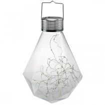 Deimantinė saulės lempa Balkono žibintas LED šviesa Sodo apdaila Šiltai balta H31cm Ø22cm