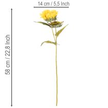 daiktų Dirbtinė saulėgrąža su realistiškais lapais ir žiedais, 58 cm, 3 dalys