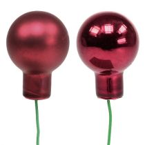 daiktų Mini kalėdinis rutulys raudonas, rožinis stiklas veidrodinės uogos Ø20mm 140 vnt