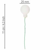 daiktų Veidrodiniai uogų formos mini stikliniai rutuliukai ant vielos, balti, 25 mm, 140 vnt.