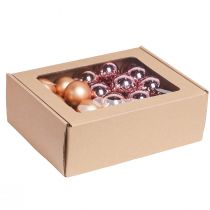 daiktų Veidrodiniai uogos stikliniai rutuliukai vieliniai abrikosiniai rožiniai Ø40mm 32 vnt