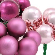 Mini kalėdinis kamuolys rožinis uogų veidrodis uogos stiklas Ø25mm 140p