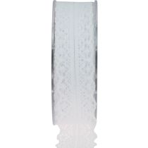 Nėrinių juostelė dovanų juostelė balta dekoratyvinė juostelė nėriniai 28mm 20m