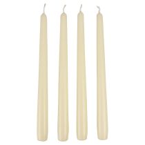 Kūginės žvakės, lazdos žvakės, baltas dramblio kaulas, 250/23 mm, 12 vnt.