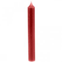 daiktų Kūginė žvakė raudona vienspalvės žvakės rubino raudona 180mm/Ø21mm 6vnt