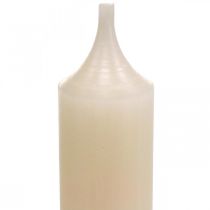 daiktų Kūginės žvakės, baltos, kreminės, vaškinės, 180 mm/Ø21 mm, 6 vnt.