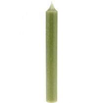 Strypų žvakė žalios spalvos vaško žvakės 180mm/Ø21mm 6vnt