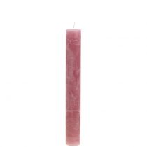 daiktų Kūginės žvakės vienspalvės senos rožinės spalvos 34mm x 240mm 4 vnt