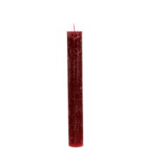 daiktų Kūginės žvakės vienspalvės tamsiai raudonos 34mm x 240mm 4 vnt