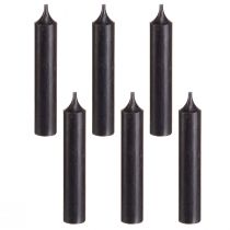 daiktų Kūginės žvakės trumpos mažos žvakės juodos 110mm Ø21mm 6 vnt.