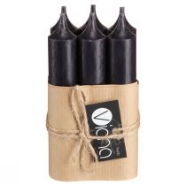 daiktų Kūginės žvakės trumpos mažos žvakės juodos 110mm Ø21mm 6 vnt.