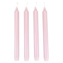 PURE kūginės žvakės Antikvarinės rožinės Wenzel žvakės rožinės spalvos 250/23mm 4vnt