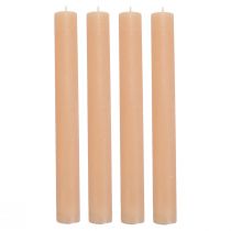 daiktų Kūginės žvakės vienspalvės persikinės oranžinės 34×300mm 4 vnt.