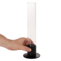 daiktų Siaurėjanti žvakidė su stikliniu cilindru. Paprasta ir nesenstanti. 31 cm.