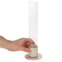 daiktų Modernus kūginis žvakidės formos indas su stikliniu cilindru ir pagrindu, 31 cm