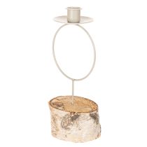 daiktų Žvakidė su beržo medienos pagrindu ir metaliniu žiedu, 20 cm