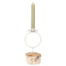 daiktų Žvakidė su beržo medienos pagrindu ir metaliniu žiedu, 20 cm