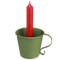 daiktų Lazdelė žvakidėms vintažinė taurė metalinė apdaila žalia Ø9,5cm H8cm 3vnt