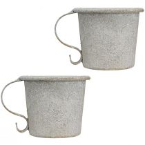 daiktų Kūginis žvakių laikiklis vintažinis puodelis metalinis pilkas Ø7cm H6cm 2vnt