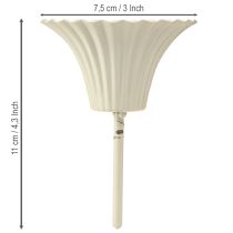 daiktų Žvakidė su smaigaliu gėlės formos, kreminės spalvos, 11 cm, 4 vnt.