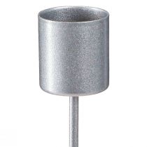 daiktų Žvakidėkliukas žvakių laikikliui užkimšti sidabrinis pilkas Ø2,5cm H11cm 16 vnt.