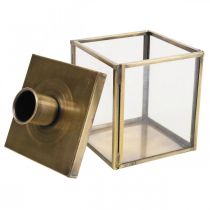Žvakidė metalo meninio stiklo vintažinio kubo žalvaris 7,5 cm