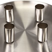Žvakidėžės lazdelė sidabrinė Ø2,5cm žvakių plokštelė metalinė Ø23cm