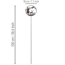 daiktų Dekoratyvinis kuolas, miško gyvūnai, elniai ir pušis, 100 cm
