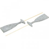 daiktų Naujametinė puošmena šampano stiklo sidabriniai gėlių kamščiai 9cm 18 vnt