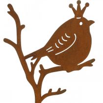 Patina sodo dekoravimo kištukas metalinis paukštis su karūna 6 vnt