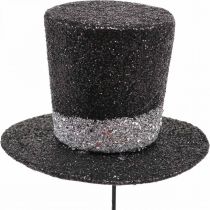 Naujametinė dekoracija cilindrinė kepurė deko kištukas blizgučiai 5cm 12vnt