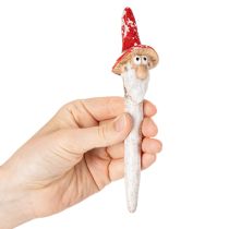 daiktų Priklijuojama nykštuko figūrėlė su ilga barzda ir grybo formos kepure, dekoracija, 17 cm, 2 dalys