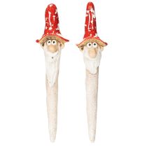 daiktų Priklijuojama nykštuko figūrėlė su ilga barzda ir grybo formos kepure, dekoracija, 17 cm, 2 dalys