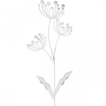 Pavasario puošmena, deko kištuko gėlė shabby chic balta, sidabrinė L87cm P18cm